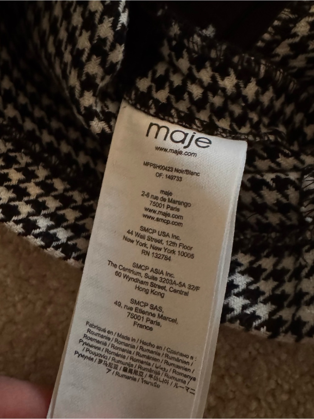 Maje Black and White Houndstooth Pleated Skort with Chain Detail - Picture 10 of 12